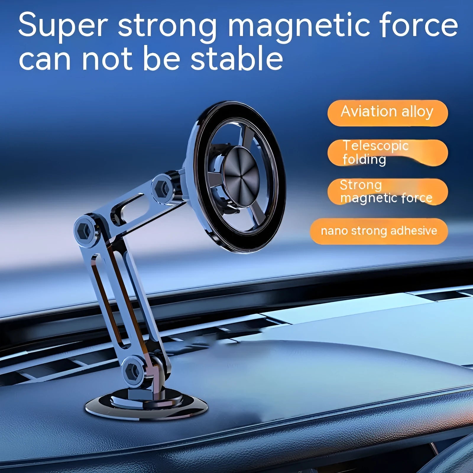 All-metal magnetic car phone holder with magnetic rings in four colour options