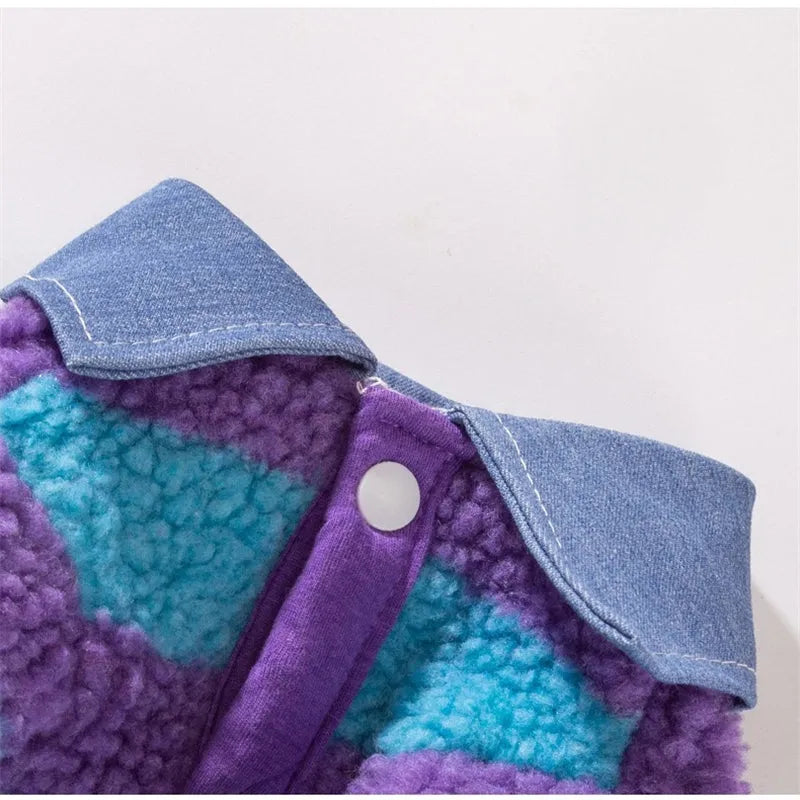 Dog winter thick warm cozy sweater with leash hole and collar for small medium breeds
