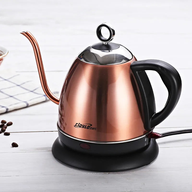 Gold automatic stainless steel kettle with touch control panel and 1.0L capacity marking