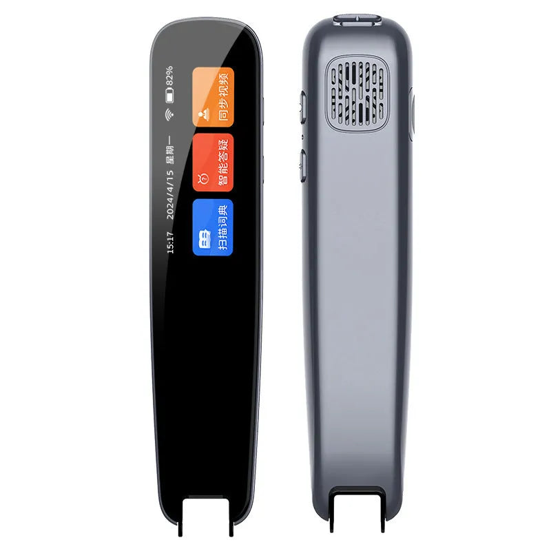 Dark grey talking pen with offline scan translation dictionary for English learning measuring 138x30x112mm