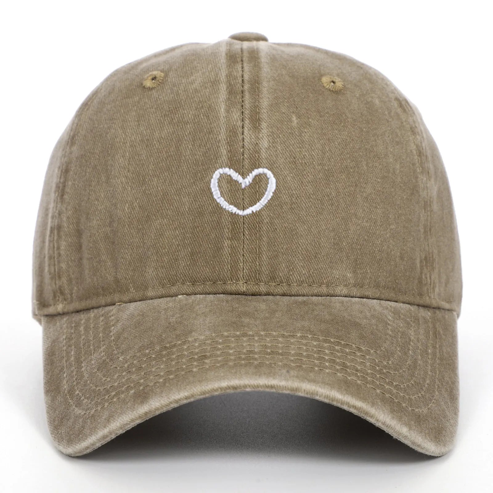 Cotton baseball cap with small love embroidery in adjustable size for sun protection