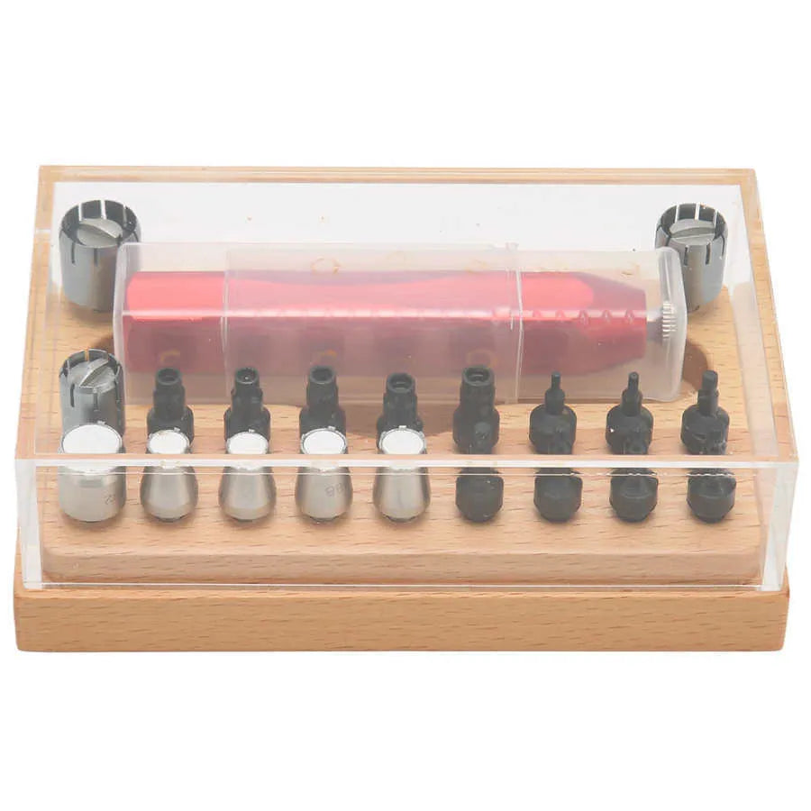 20-piece steel watch repair extracting tube set for barrel-opening procedures