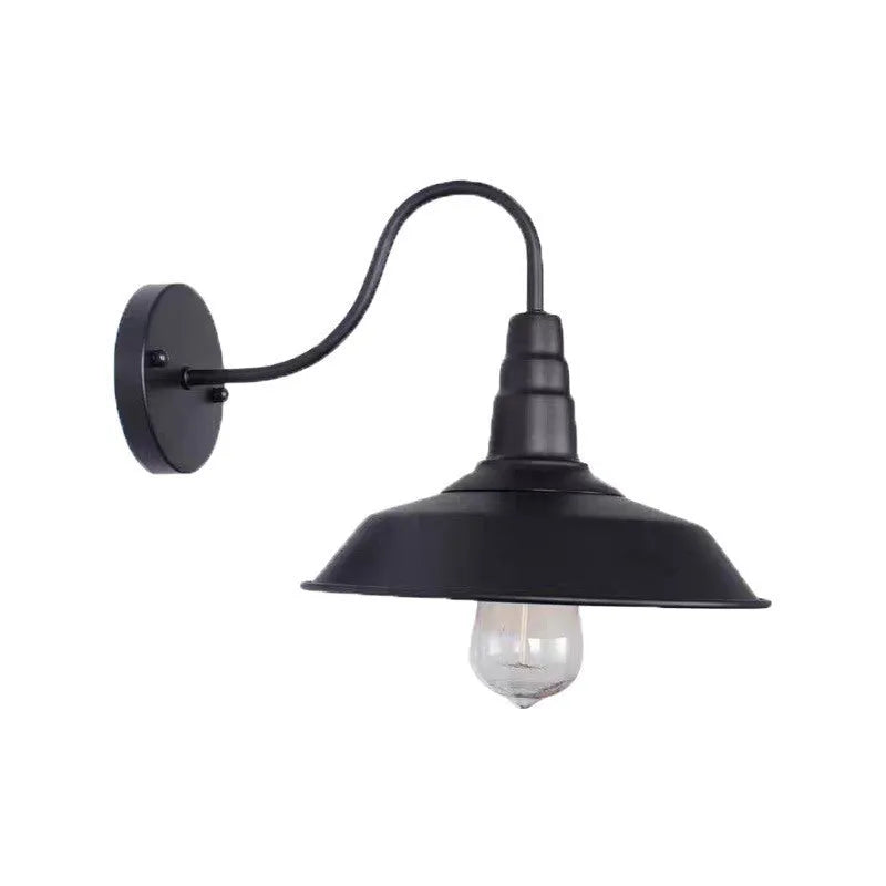 Retro-style villa courtyard wall lamp in silver or copper with right or oblique angle mounting