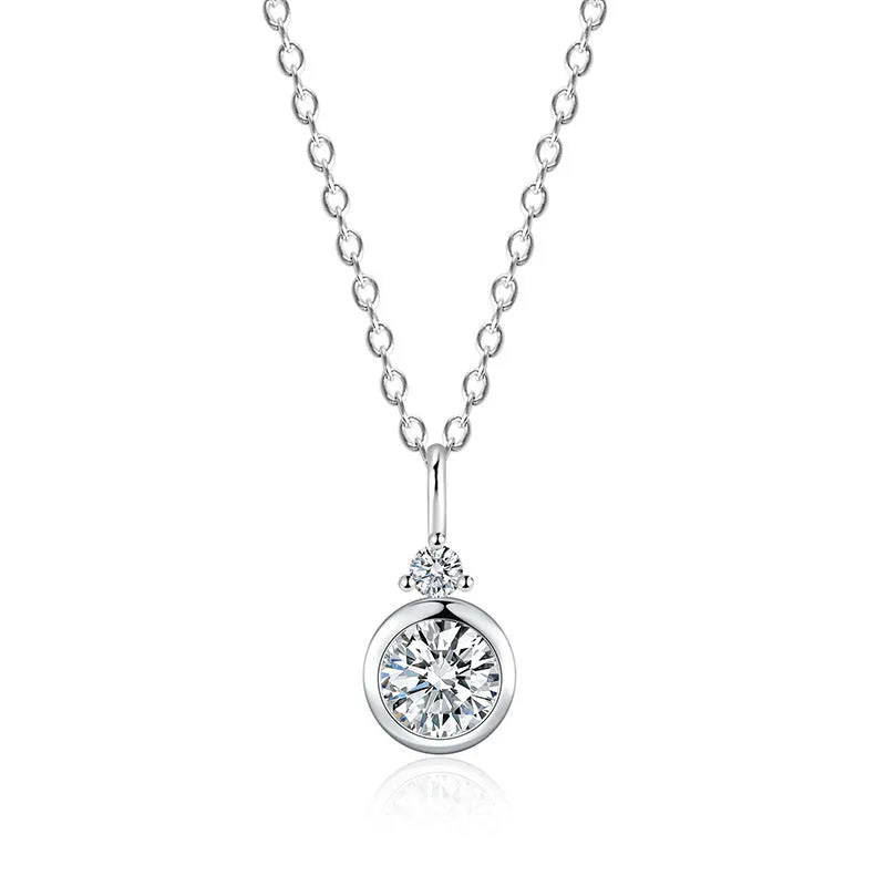 S925 sterling silver round diamond bubble heart pendant necklace on adjustable 41-50cm chain in white gold colour