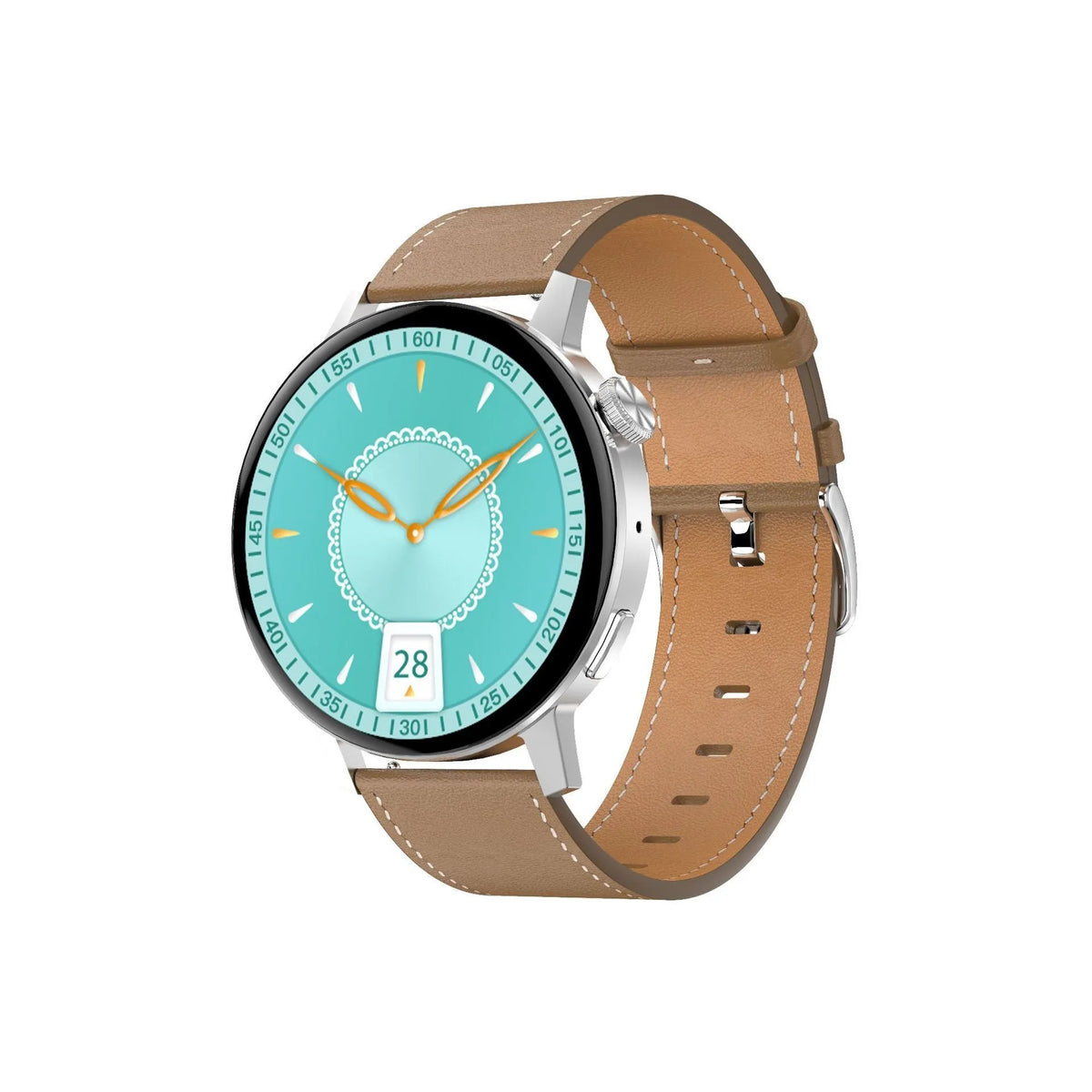 1.45 inch smart watch with silicone strap, TFT screen, heart rate monitor and wireless charging