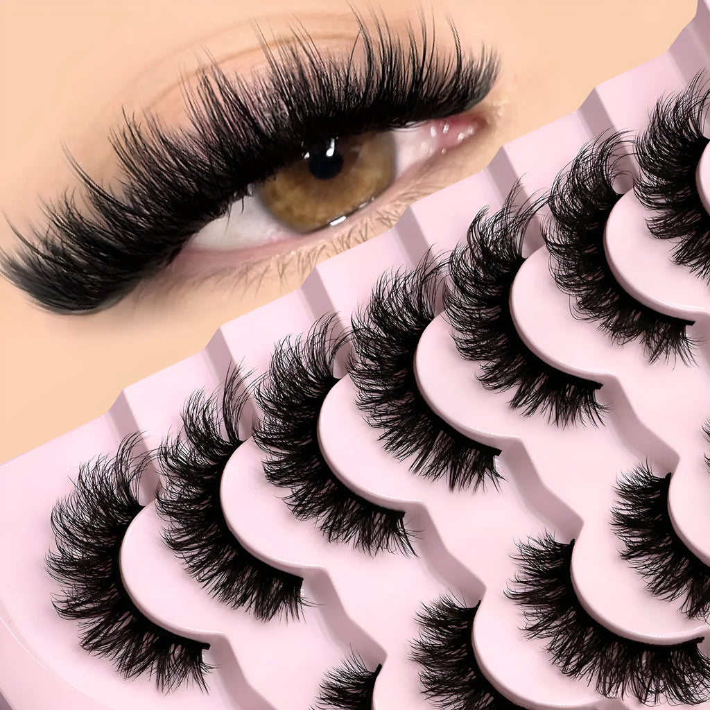False eyelashes in artificial fibres with natural long thickness style, six specifications included