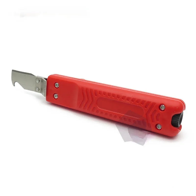 Red wire stripper cable peeler with hook blade and 170mm engineering plastic handle