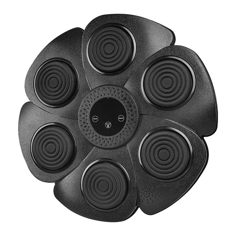 Black smart boxing wall target with LED lights and Bluetooth connectivity for indoor training