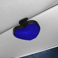 Black diamond-encrusted PU leather car sun visor clip holding sunglasses and a ticket.