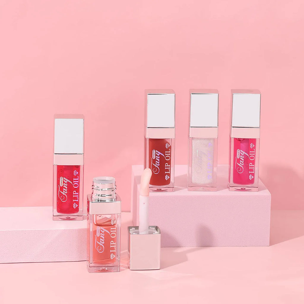 Five shades of bright lip gloss mint lipstick with moisturising and repairing properties