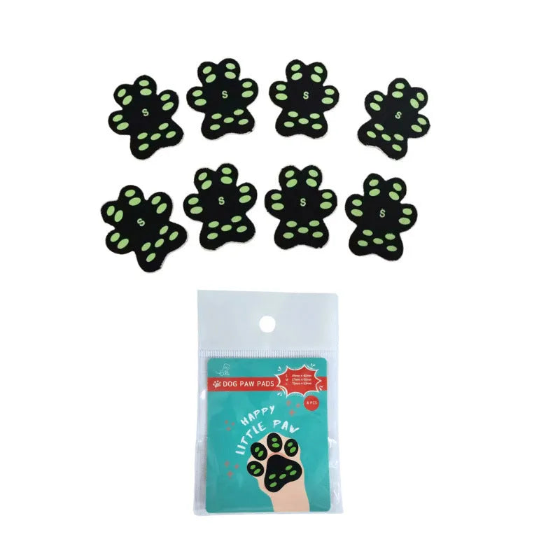 Dog claw protection pads made from silicone cloth in S and M sizes, 8 pieces per pack