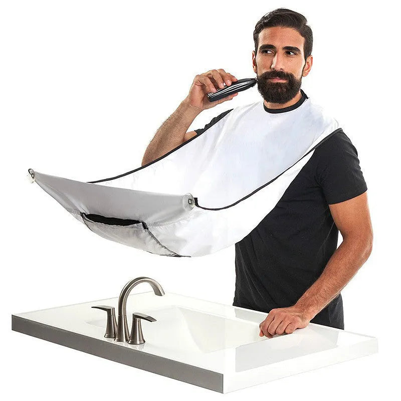 Shaving apron 110x70cm in black with transparent suction cup on bathroom mirror