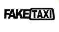 Fake Taxi drifting sign funny car sticker in black, 20x4.8cm on a car panel
