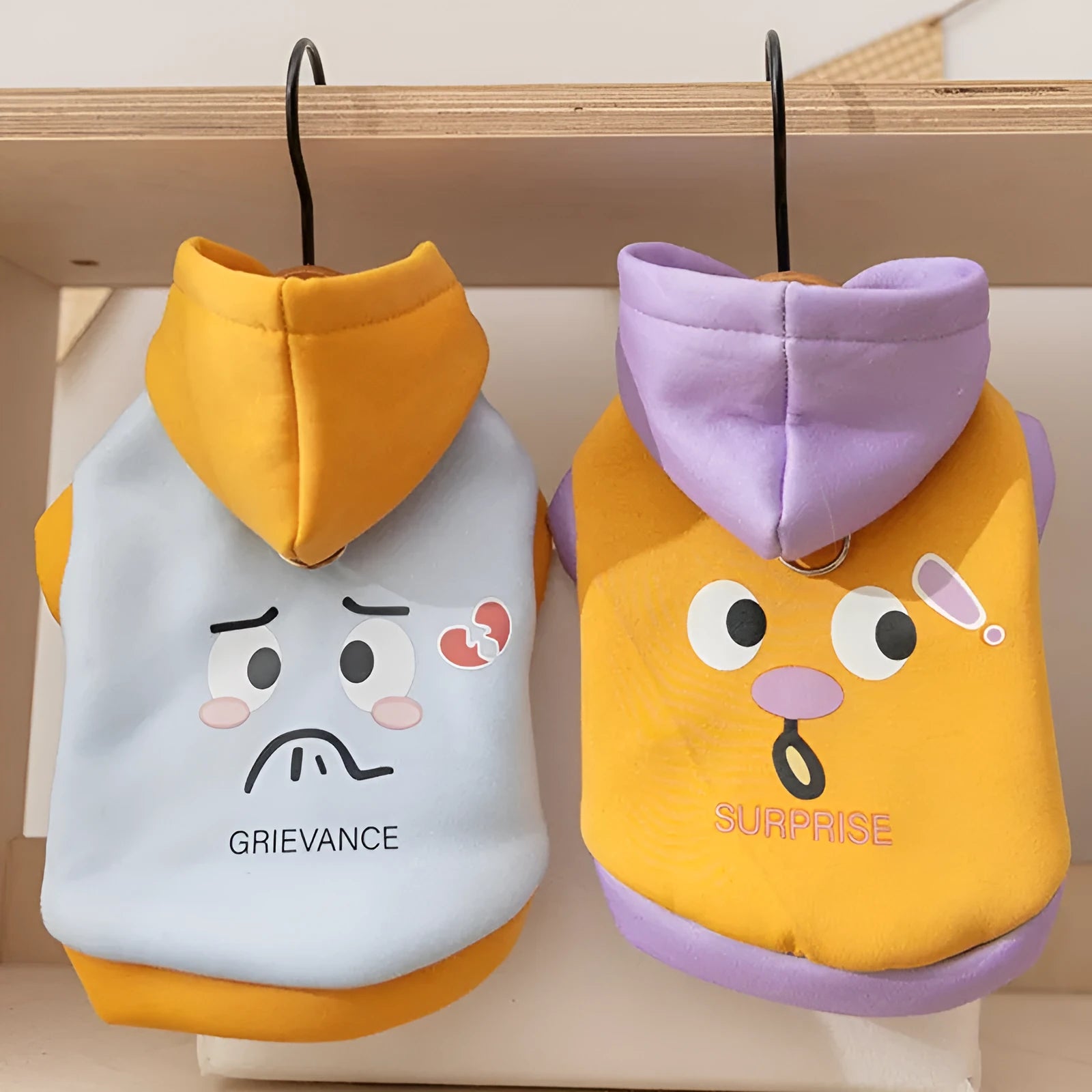 Blue Korean dog hoodie with cartoon little bear design for small medium pets