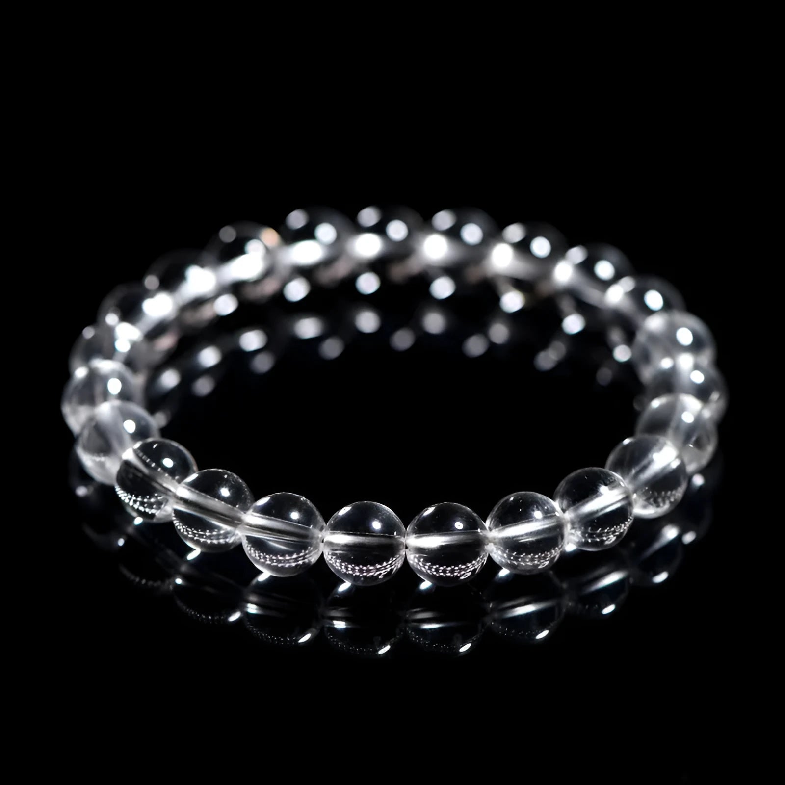 Natural Donghai old materials white water round beads crystal bracelet in old mine white crystal with geometric design