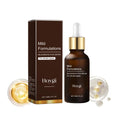 30ml facial essence bottle with clear liquid containing arbutin, collagen, vitamin C and hyaluronic acid