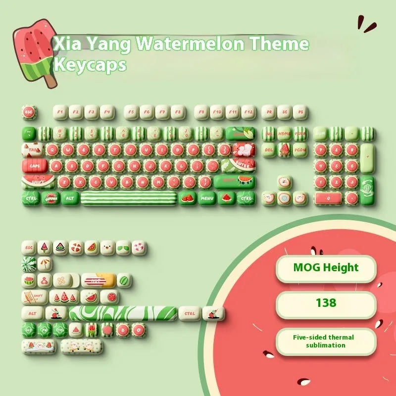 PBT mechanical keyboard key caps with mushroom shape and watermelon theme sublimation print
