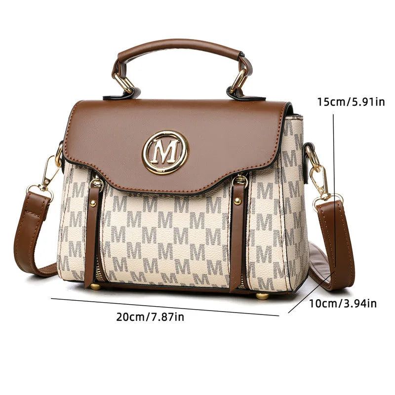 Women's Classic Retro Crossbody Shoulder Handbag in PU Material with Sewing Thread Detailing, Available in Black, Brown, White, Featuring Three-Dimensional Outer Pocket and Sandwich Zipper Internal Compartment, Ideal for Everyday Use or Vintage Styling