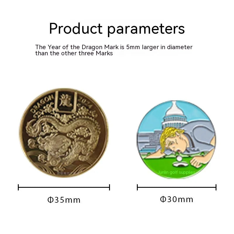 Zinc alloy golf hat clip with personalised dragon year pattern design