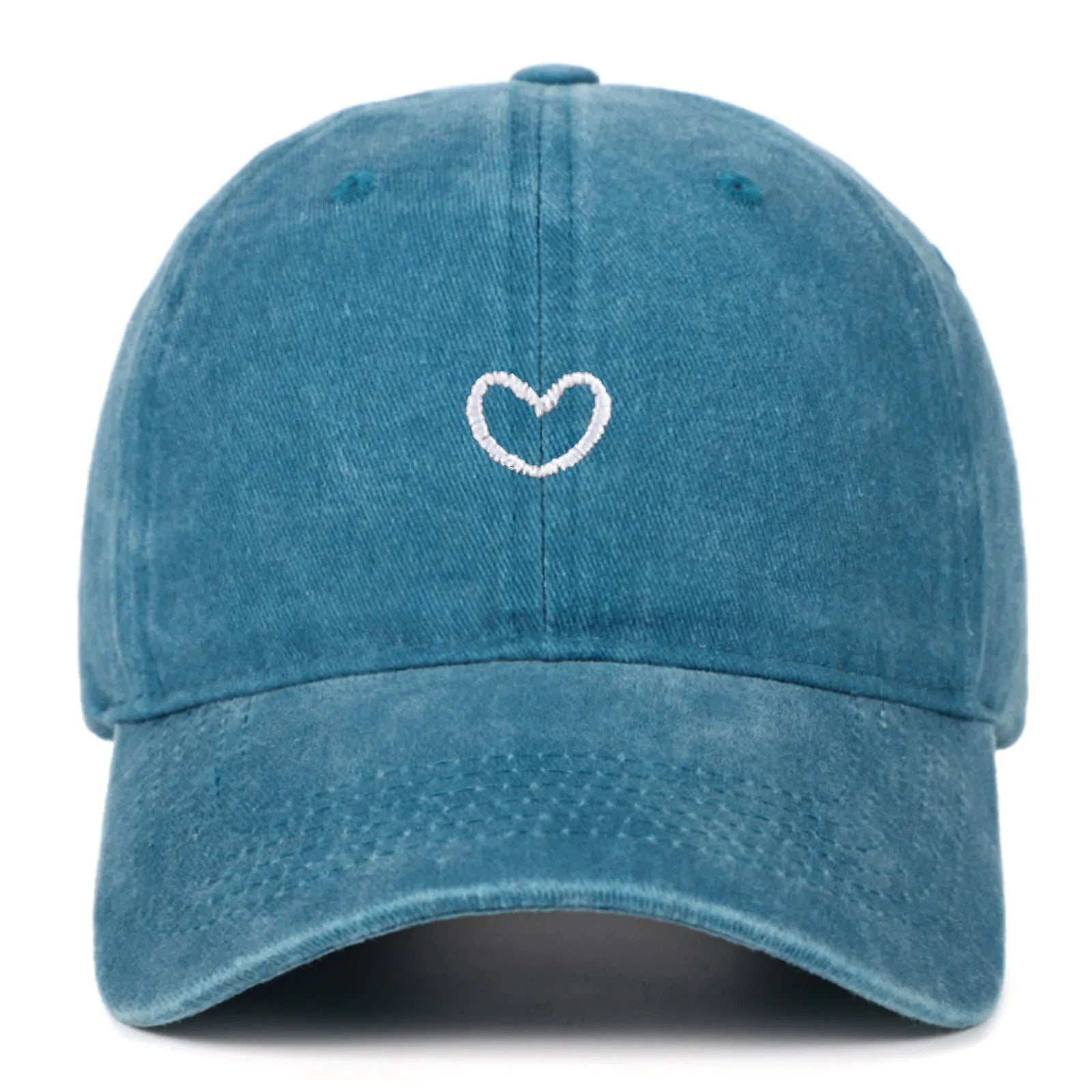 Cotton baseball cap with small love embroidery in adjustable size for sun protection