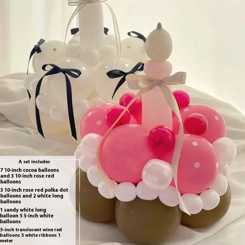 Balloon bouquet DIY kit for cake decoration with round latex balloons in complete material package