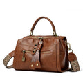 Women's soft PU retro crossbody bag in horizontal square shape with sandwich pocket exterior
