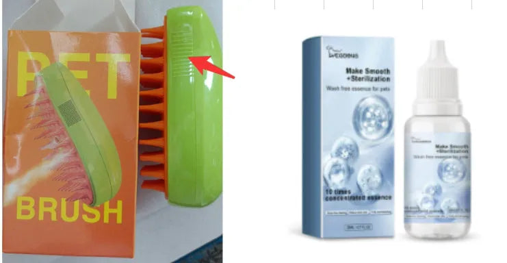 20ml wash-free pet essence bottle for dogs and cats with plastic brush and Green or Yellow set option