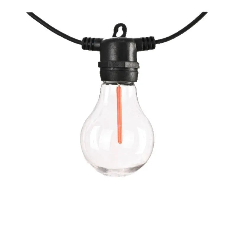 Outdoor waterproof string lights with 10 A60 transparent meteor bulbs on 5m cable