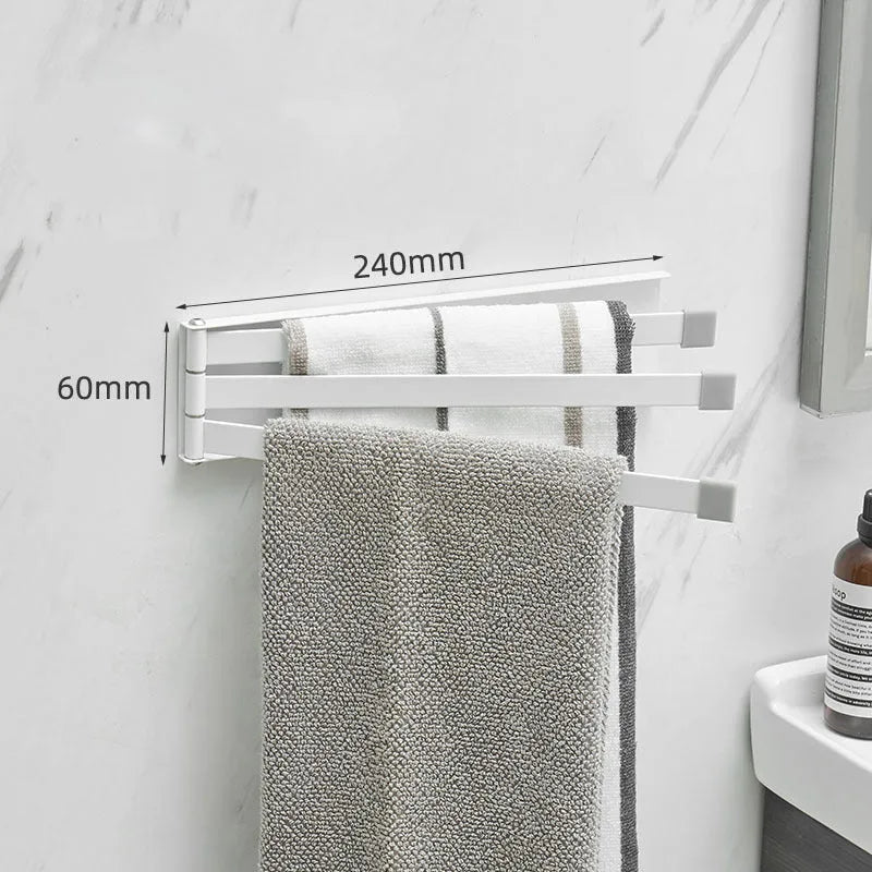 Nordic non-perforated folding towel rack in black or white for bathroom installation without drilling