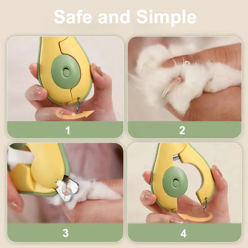 Green LED pet nail clipper for trimming small dog and cat claws