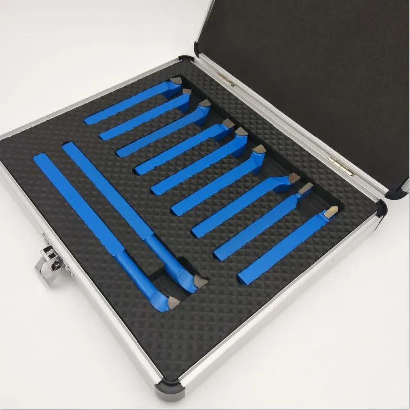 11pcs welding turning tool set in aluminium box with carbide tips for home micro lathe