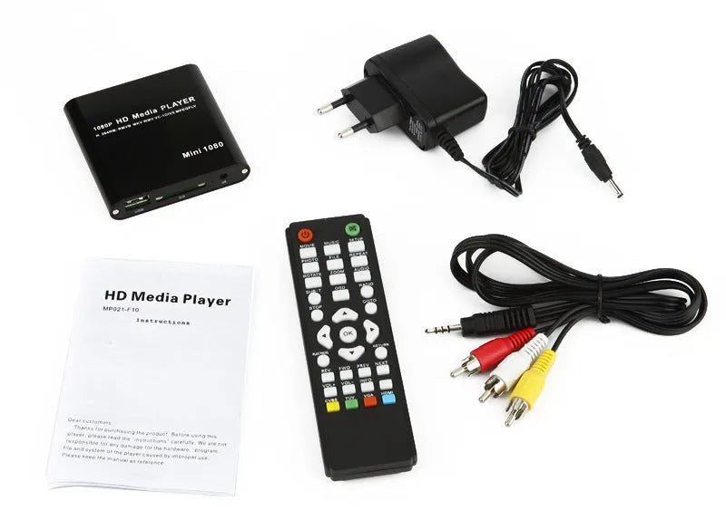 Blue 1080P Full HD media player with HDMI port for SD card, USB and HDD playback