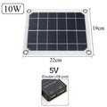Portable polycrystalline silicon solar panel with dual USB charging ports for outdoor use.