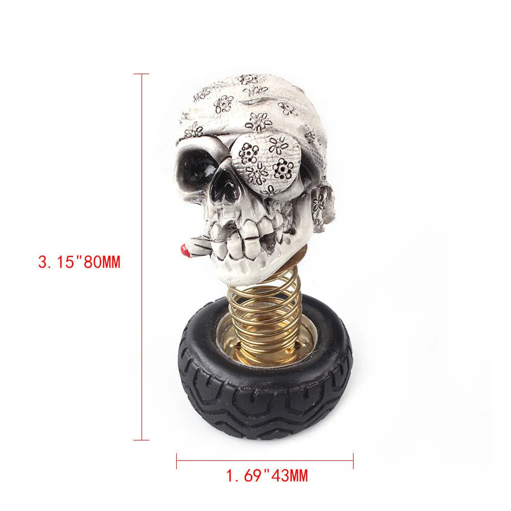 Resin skull car interior decoration with shake-head design, military cap style