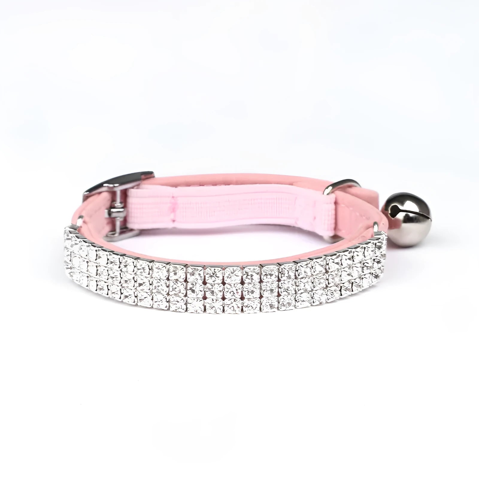 Suede cat collar with rhinestones in five colours, adjustable from 20cm to 30cm length