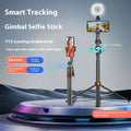 Smart face tracking PTZ selfie stick with 1.8m bracket keel and Bluetooth remote in black