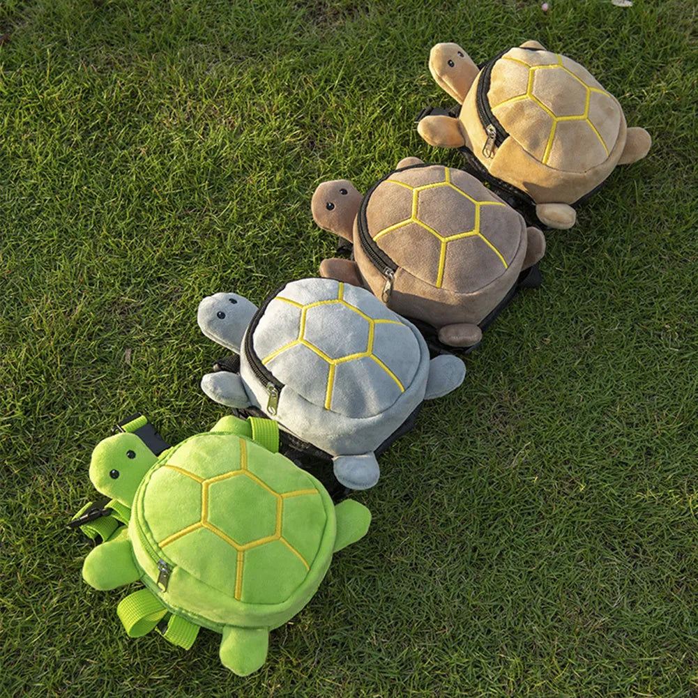 Cartoon turtle shape dog backpack vest with integrated harness in velvet material