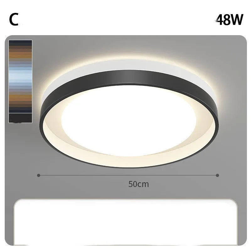 Modern ceiling lamp with PMMA high transmittance lampshade and iron body, available in 40cm and 50cm diameters