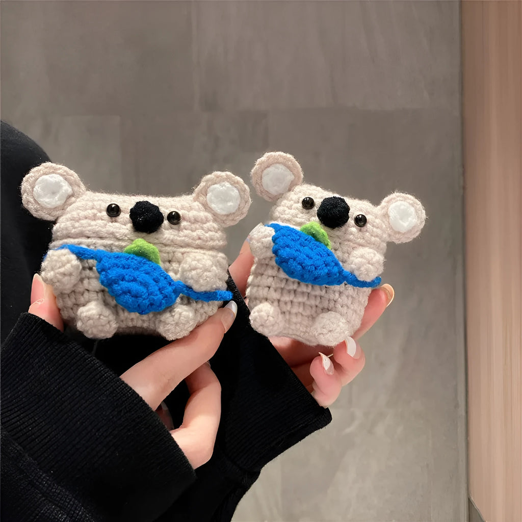 Hand-knitted koala bear backpack design protective cover for AirPods cases