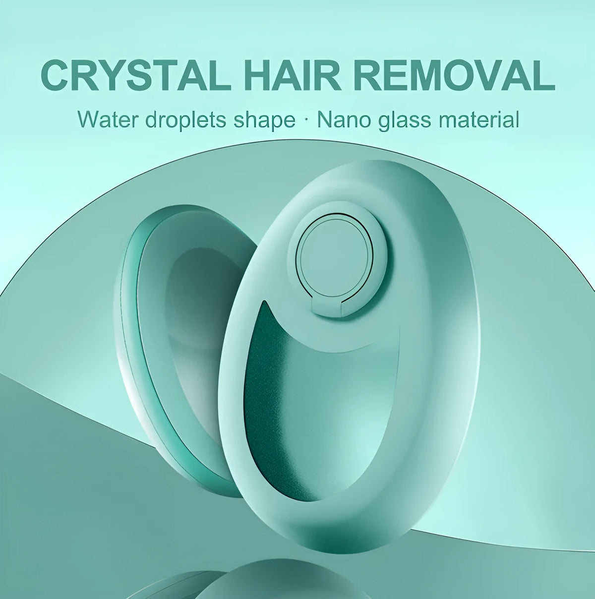 CJEER upgraded crystal hair eraser in green, a painless physical exfoliating tool with nano-glass surface and metal ring for fingers