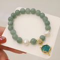 Women's Burma jade warm fox pendant bracelet with freshwater pearl accessories