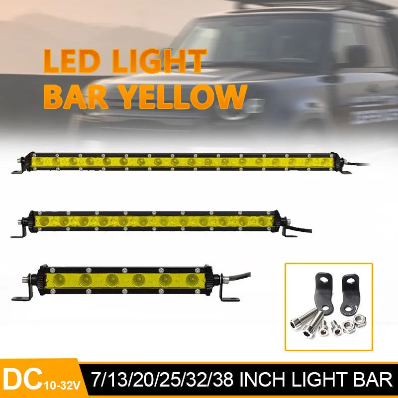 25-inch single row aluminium LED car light bar with mounting brackets
