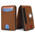 Men's slim synthetic leather card holder wallet in light brown, dark brown, and black colour options.
