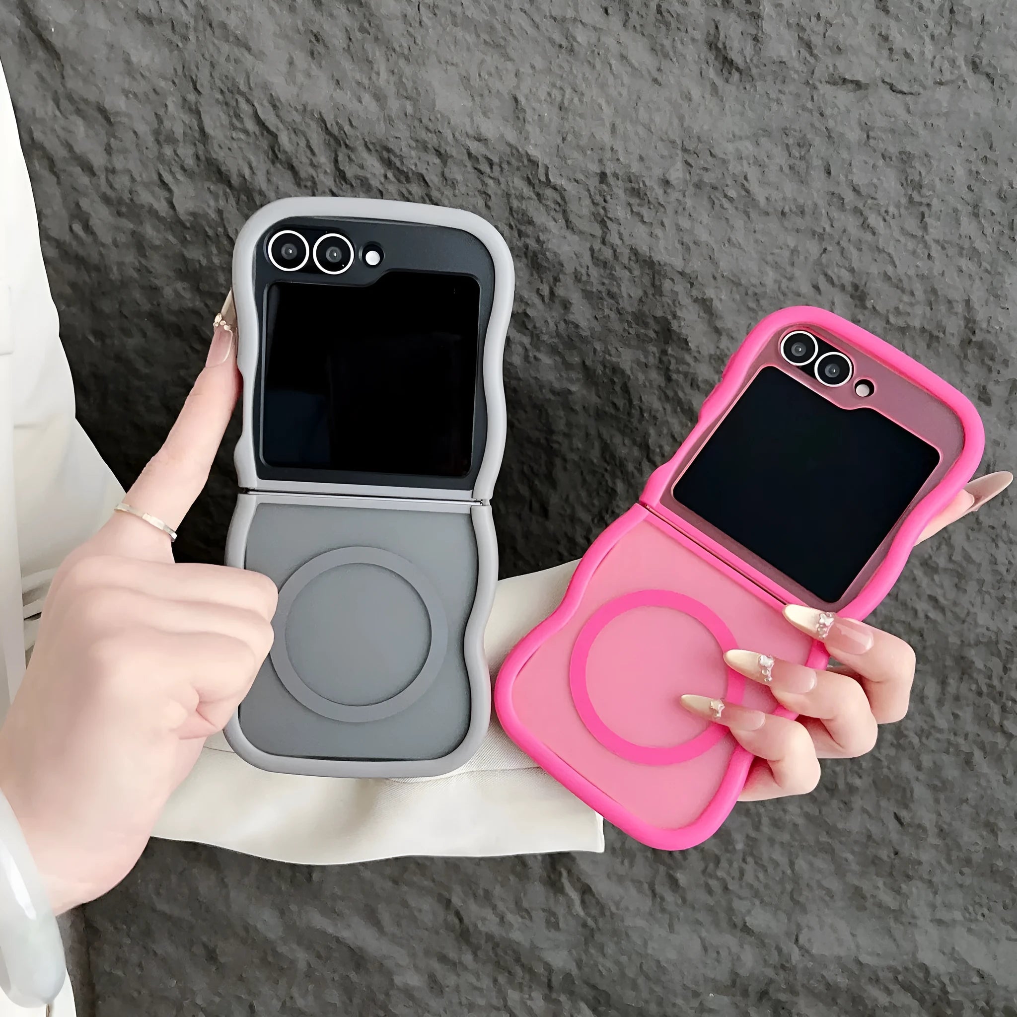 Magnetic transparent phone case for Samsung Z Flip foldable model with colour options