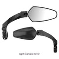 Black bicycle rearview mirror with rotatable design measuring 210x102.5mm