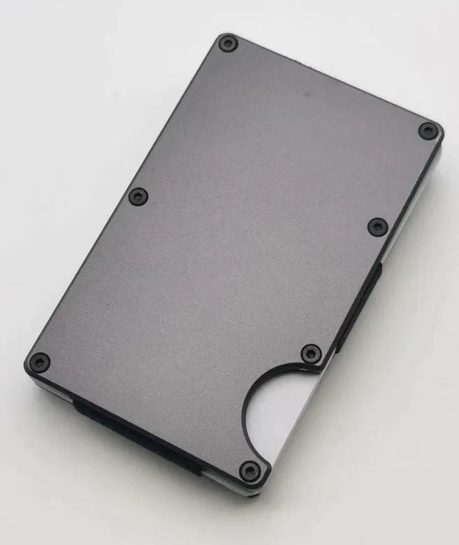 Aluminium alloy grey carbon fibre slim wallet with RFID blocking card slot