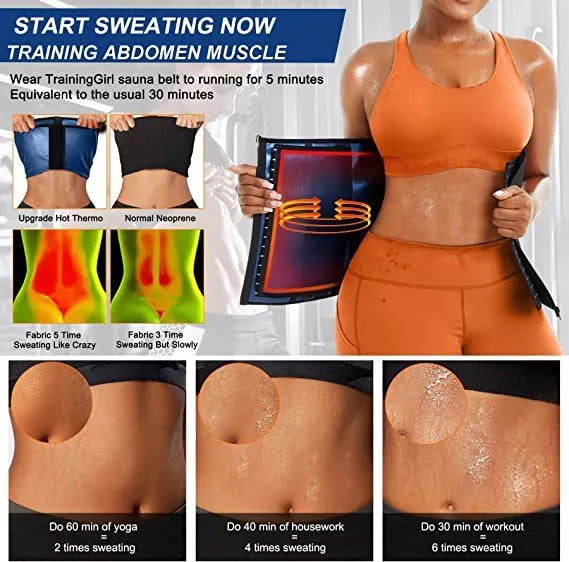 Blue neoprene adjustable belly band for sports and waist shaping in size L