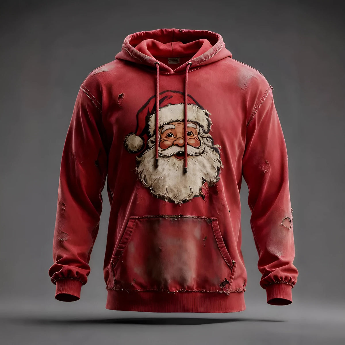 Christmas pocket hoodie loose pullover digital print sweatshirt in blue or red, sizes XXS to 6XL