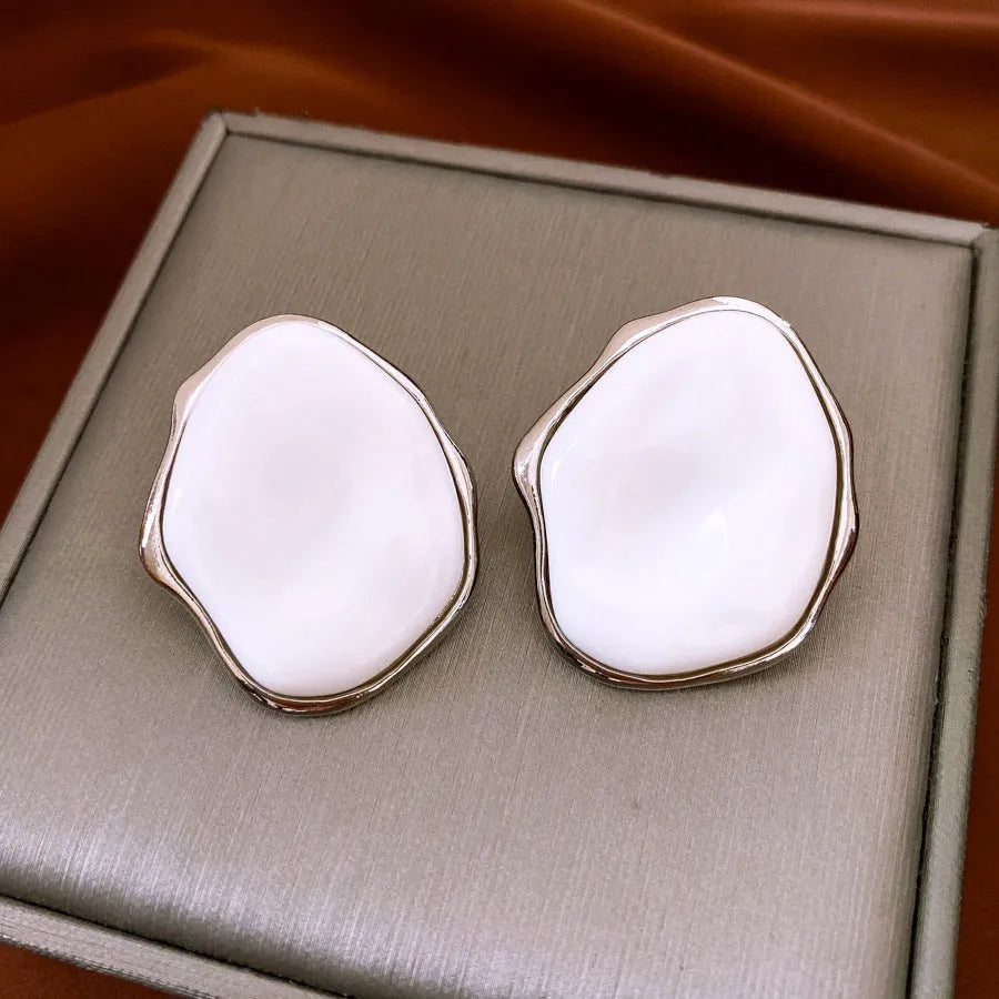 Silver Needle White irregular handmade acrylic earrings for women