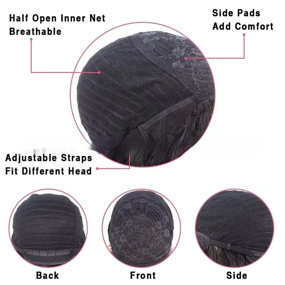 Natural colour human hair full mechanism lace front wig showing length options